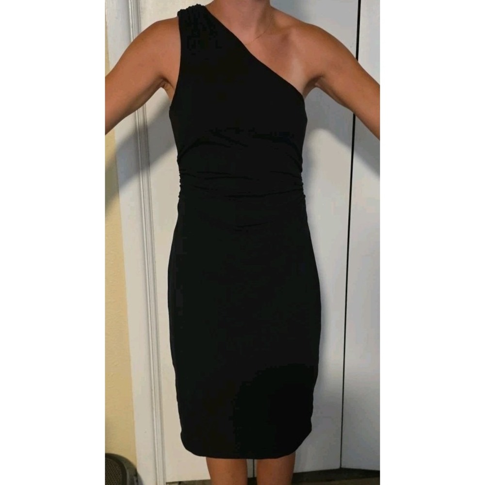 Vintage Victoria's Secret One Shoulder M Black Bra Top Knee‎ Length Dress Y2K